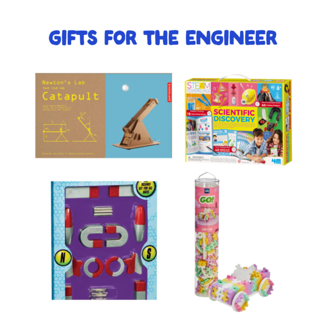 Collection of gifts from the store for engineers.