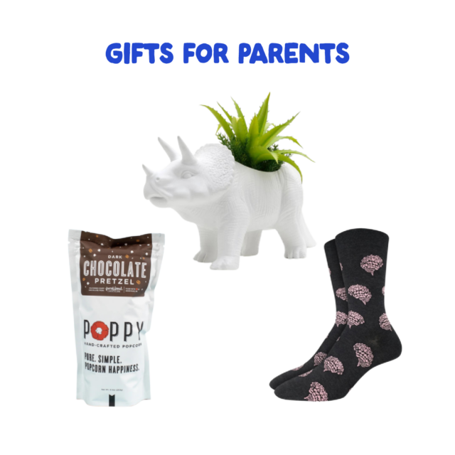 Collection of gifts from the store for parents.
