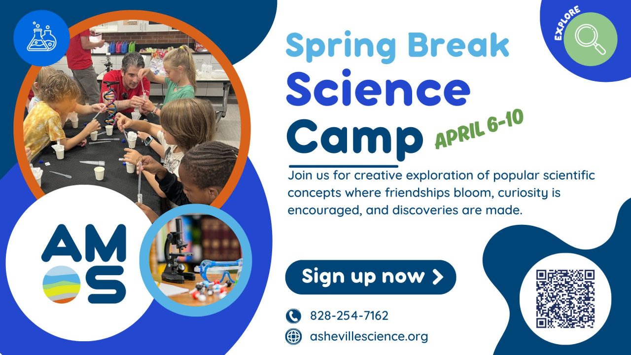 a graphic advertising spring break science camp at AMOS