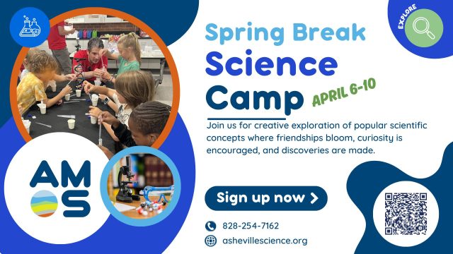 a graphic advertising spring break science camp at AMOS