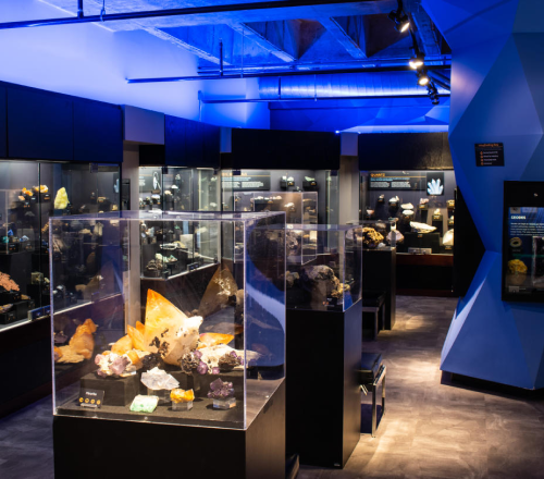 Hall of minerals at the museum.