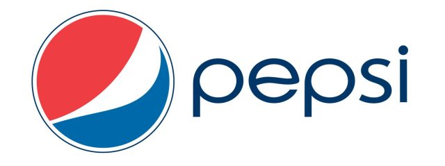pepsi logo and name. logo has a circle with a red, white and blue swoosh inside